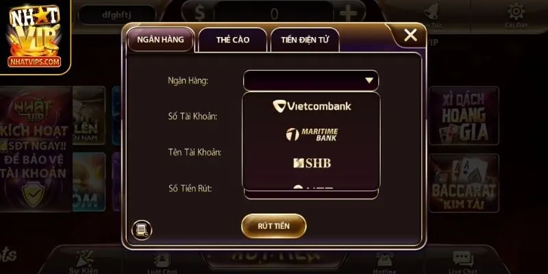 Rút tiền NHATVIP qua ngân hàng nhanh trong vài phút